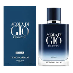 Giorgio Armani Acqua di Gio Profondo perfume bottle and packaging on a white background