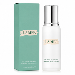 La Mer revitalizing mist bottle and packaging on a white background