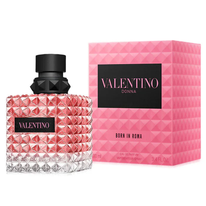Valentino perfume bottle and packaging on a white background