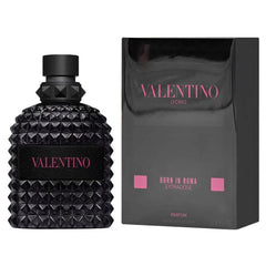 Black Valentino perfume bottle and packaging on a white background