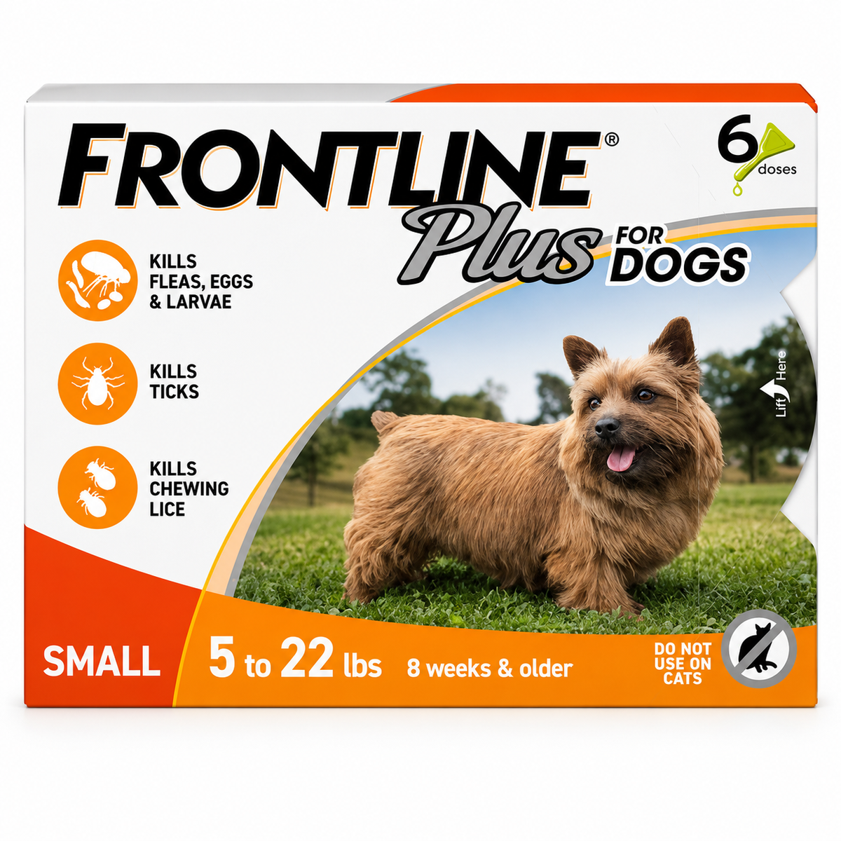 Frontline Plus for Dogs Small (5–22 lbs) Flea & Tick Treatment 6 Doses
