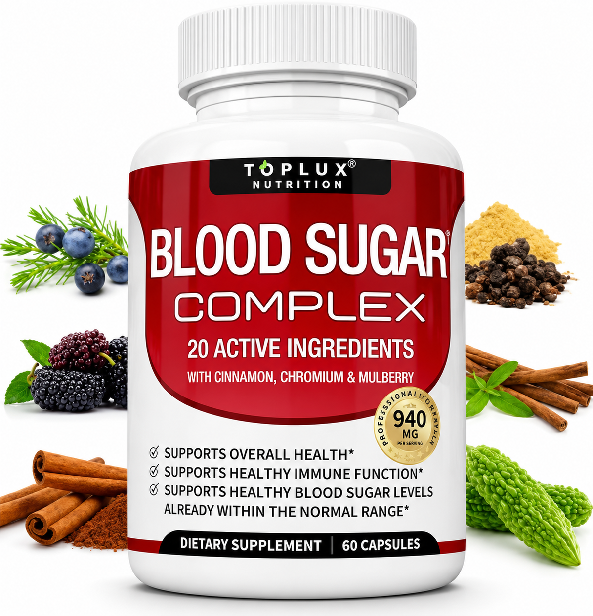 Toplux Nutrition Blood Sugar Complex – 60 Capsules