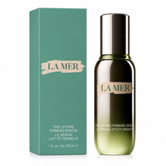 La Mer lifting firming serum bottle and packaging on a white background